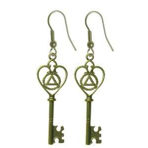 AA Alcoholics Anonymous Recovery Symbol Earrings, #1024, 13/16 Wide 