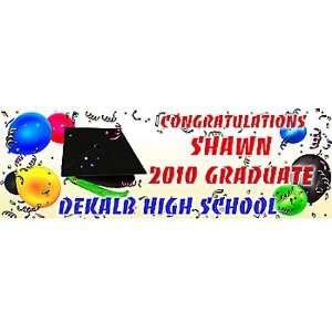 Graduation Balloon Personalized Banner 18 Inch x 54 Inch All Weather 