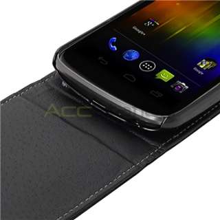 Flip Leather Case+Privacy LCD Guard+USB Cable For Samsung Galaxy Nexus 