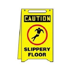  Free Standing Fold Ups Sign, Yellow CAUTION SLIPPERY FLOOR 