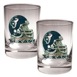  Houston Texans NFL 2pc Rocks Glass Set   Helmet logo 