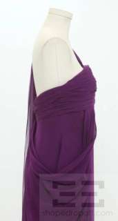 Marchesa Notte Purple Silk Chiffon Drape Panel Strapless Gown Size 8 
