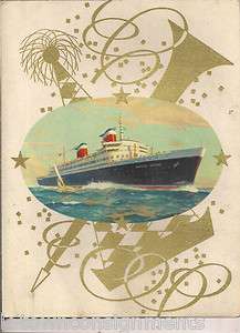 OCEAN LINER S.S UNITED STATES MENU TUESDAY MAY 8 1962 GALA DINNER 