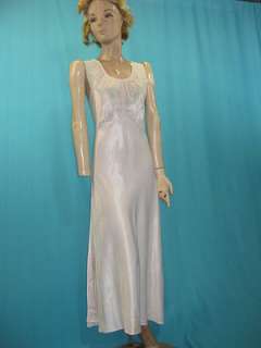 R268 Vintage nightgown bias cut rayon w lace 1930s  