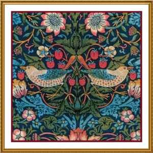 William Morris Strawberry Thief Tapestry Detail Counted Cross Stitch 