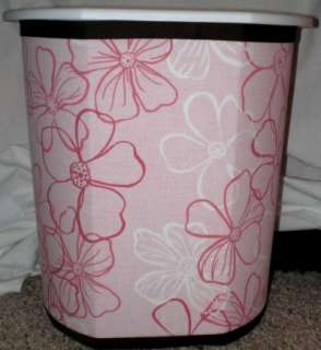   and Chocolate Brown Wastebasket Trash Can Hibiscus Floral Girls  