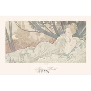 Dusk Alphonse Maria Mucha. 30.00 inches by 20.00 inches. Best Quality 