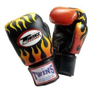  Twins Muay Thai Boxing Gloves with Velcro Wrist   Black 