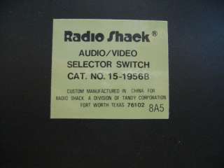 Radio Shack 15 1218 4 Source Component A/V Switch Box  