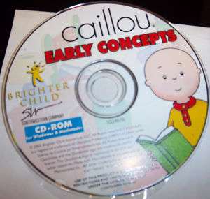 Caillou Early Concepts CD Rom AS IS  
