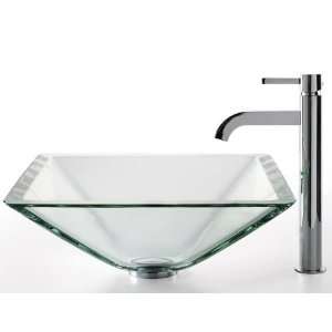  Clear Aquamarine Glass Sink and Ramus Faucet C GVS 901 
