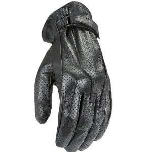 Power Trip Jet Black Mens Leather Harley Touring Motorcycle Gloves w 