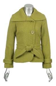 Sutton Studio Womens Wool Fabric Tie Belt Basketweave Jacket Coat 