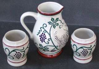West German Pitcher and (2) Cups   Stein Style  
