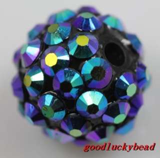 50pcs black AB Acrylic Resin Rhinestones Spacer Beads 14mm  