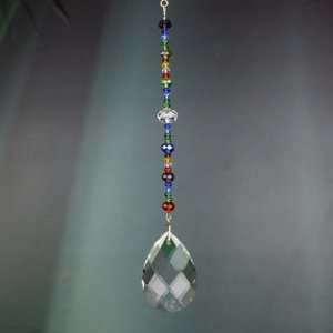  Color Beads 24% lead Crystal Chain 4.5 long & 38mm Peardrop Prism 