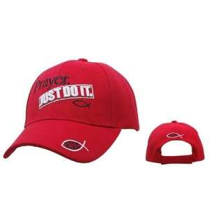 PRAYER, JUST DO IT Red Christian Baseball Cap / Adjustable Hat with 