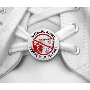  SEVERE MILK ALLERGY Medical Alert Pair of 1 inch Shoe Tag 