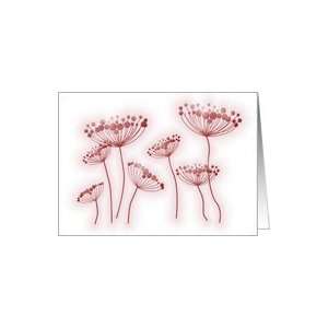 Any Occasion Card, Graphic drawing of Queen Annes lace, dusty rose on 