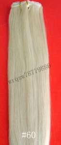 16 #60 weft human hair 100g extensions white blonde  