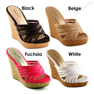 New Women Sandals Beige, Black, White, Fuchsia Wedge Heel Sandal All 