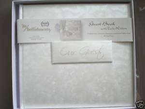 WEDDING GUEST BOOK WITH TULLE RIBBON   NEW  
