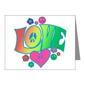  Note Cards (20 Pack) Love Peace Symbols Hearts and Flowers 