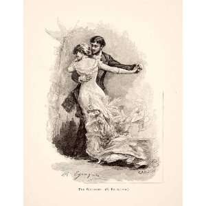  1883 Print Waltzers Dancers Couple Man Woman Wedding 