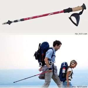 section straight bar hiking pole walking stick with cork handle 