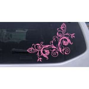 Floral Vine Corner Swirl Car Window Wall Laptop Decal Sticker    Pink 