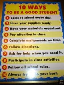 Chart   10 Ways to be a Good Student   Poster  