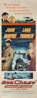 SEA CHASE  1955 JOHN WAYNE, LANA TURNER  Orig Rolled 14 x 36 Insert 