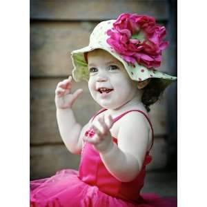  Lime Raspberry Dot Sun Hat with Peony Baby