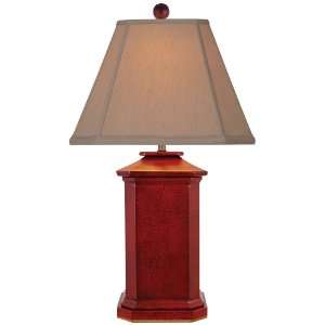  Red Lacquer Square Table Lamp