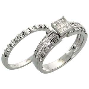  14k White Gold 2 Piece Wedding Ring Set, w/ 0.75 Carat 