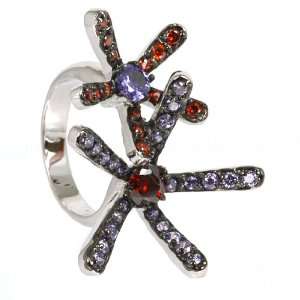  Amethyst & Garnet Flower Ring Jewelry