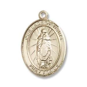  14kt Gold Our Lady of Tears Medal St. Mary Mother of God Jewelry