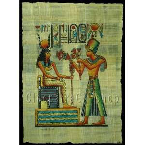   art King Ramses Present To Goddess Isis Papyrus