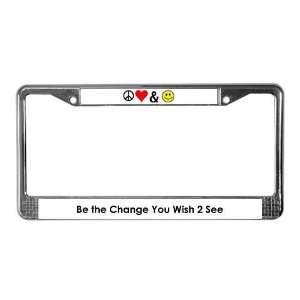 Peace, Love, amp; Happiness Peace License Plate Frame by  