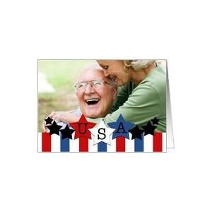 Veterans Day  Customizable Photo Card Red, White & Blue Stars Card