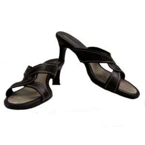 AEROSOLES Brown Leather Strappy Slide Heel Sandals 7.5  