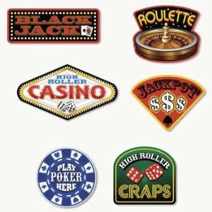  6 Casino Sign Cutouts   Party Decorations & Wall 