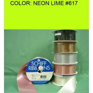  10yds SINGLE FACE SATIN RIBBON Neon Lime #617 5/8~USA 