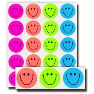 Smiley Face, Classic Acid Free, Assorted Neons  20 Stickers Per Page 