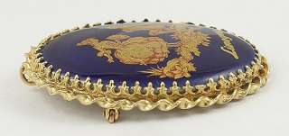  Porcelain 18th Century Courting Scene 14K Gold Brooch Pin  
