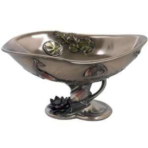  Koi Fish & Lotus Cold Cast Bronze Bowl