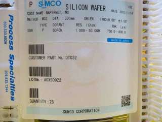 Sumco DT032 300mm 12 Silicon Test Wafers Cassette of 25