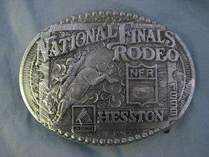   NATIONAL FINALS RODEO BELT BUCKLE NFR AGCO Version Bronco Pewter