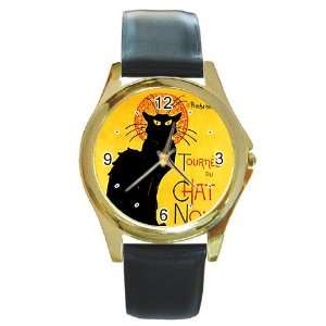  CHAT NOIR Black Cat Gold Metal Watch 