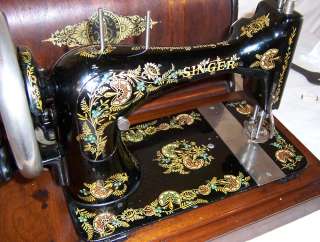 1895 Singer VS3 model 28 Hand Crank Sewing Machine Ottoman Carnation 